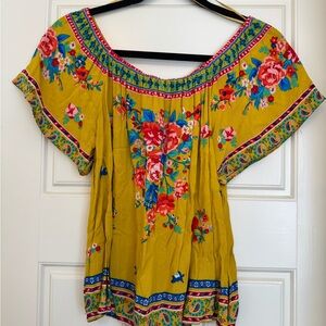 Flying Tomato Off Shoulder Yellow Floral Blouse